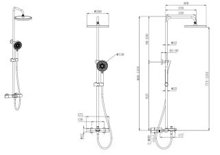 Душевая стойка Aquatek AQ2043MB с термостатом чёрный матовый